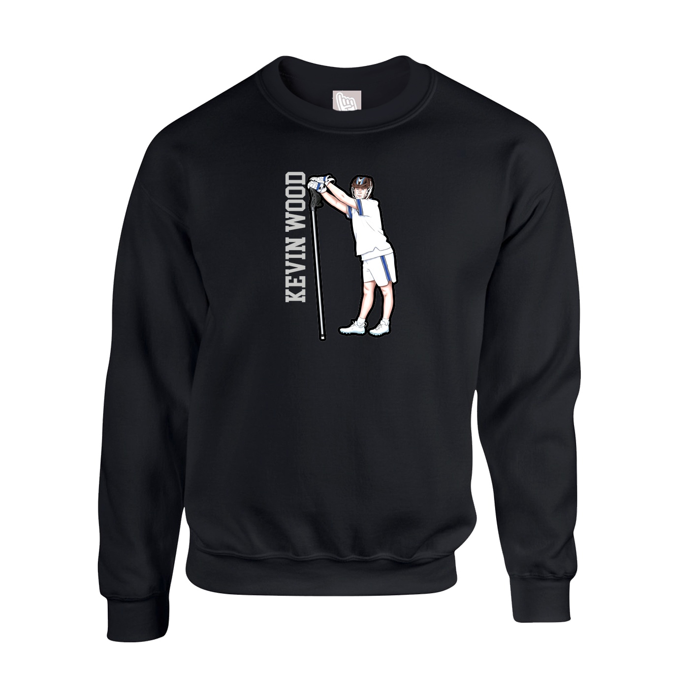 Fleece Crew — Name Vertical in Black