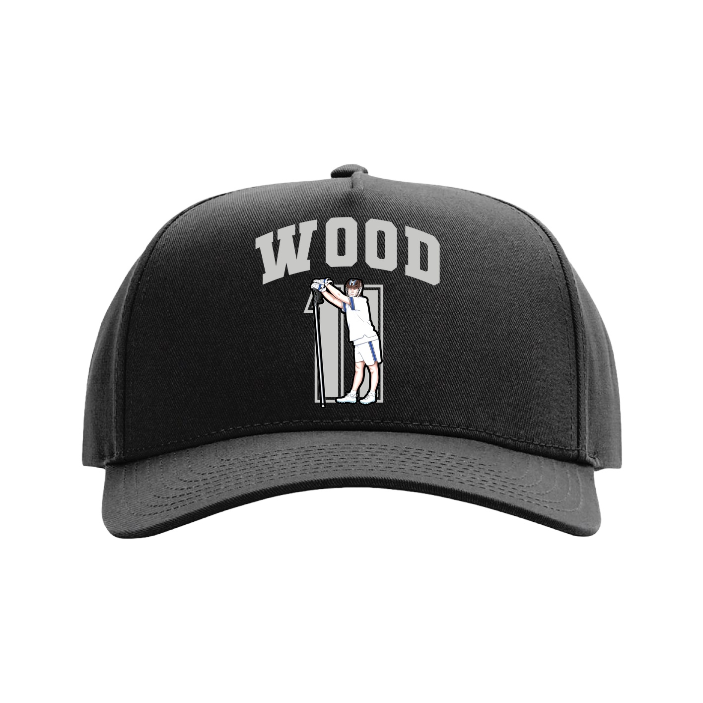Full Fabric Five-Panel Champ Cap — Number in Black
