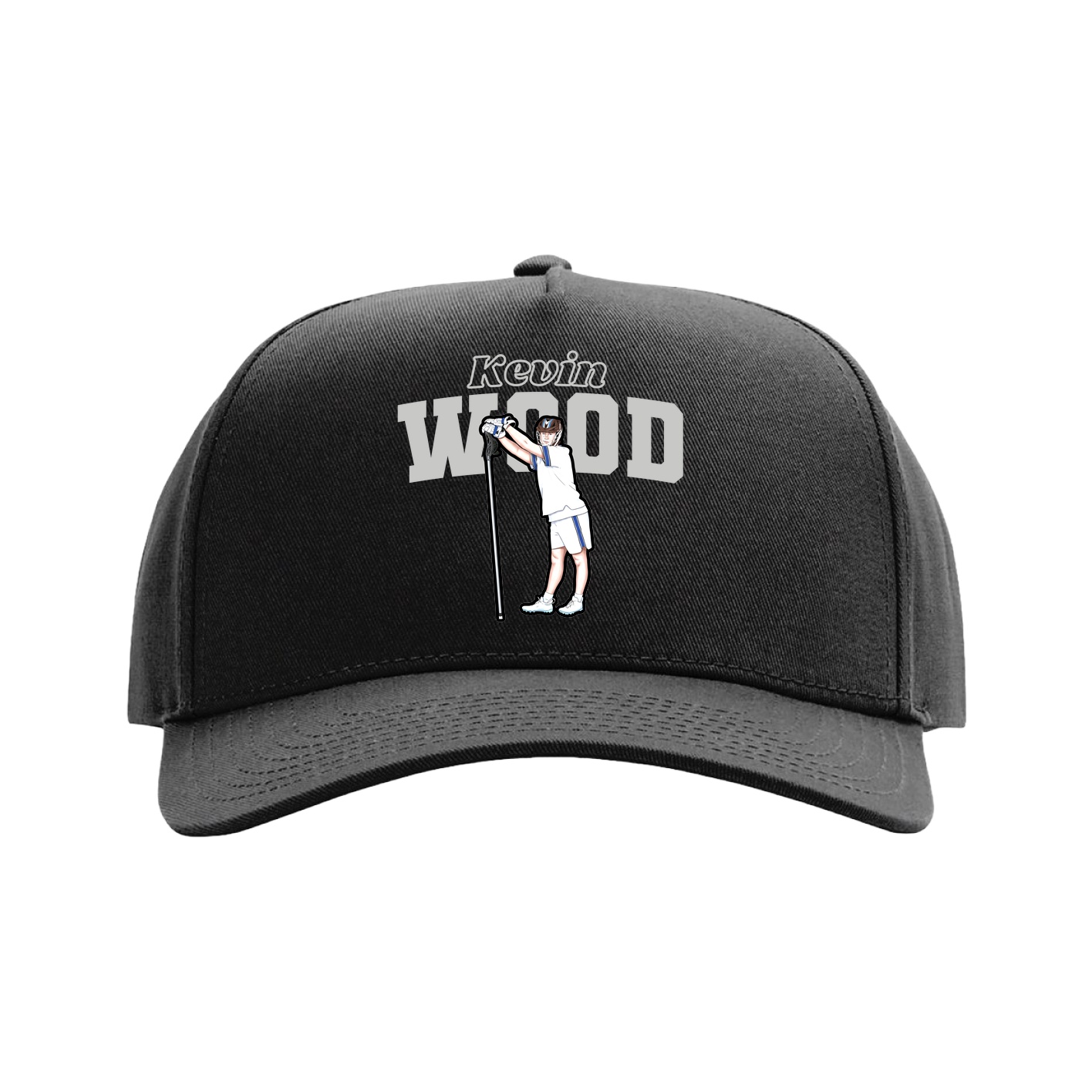 Full Fabric Five-Panel Champ Cap — Name Arch in Black