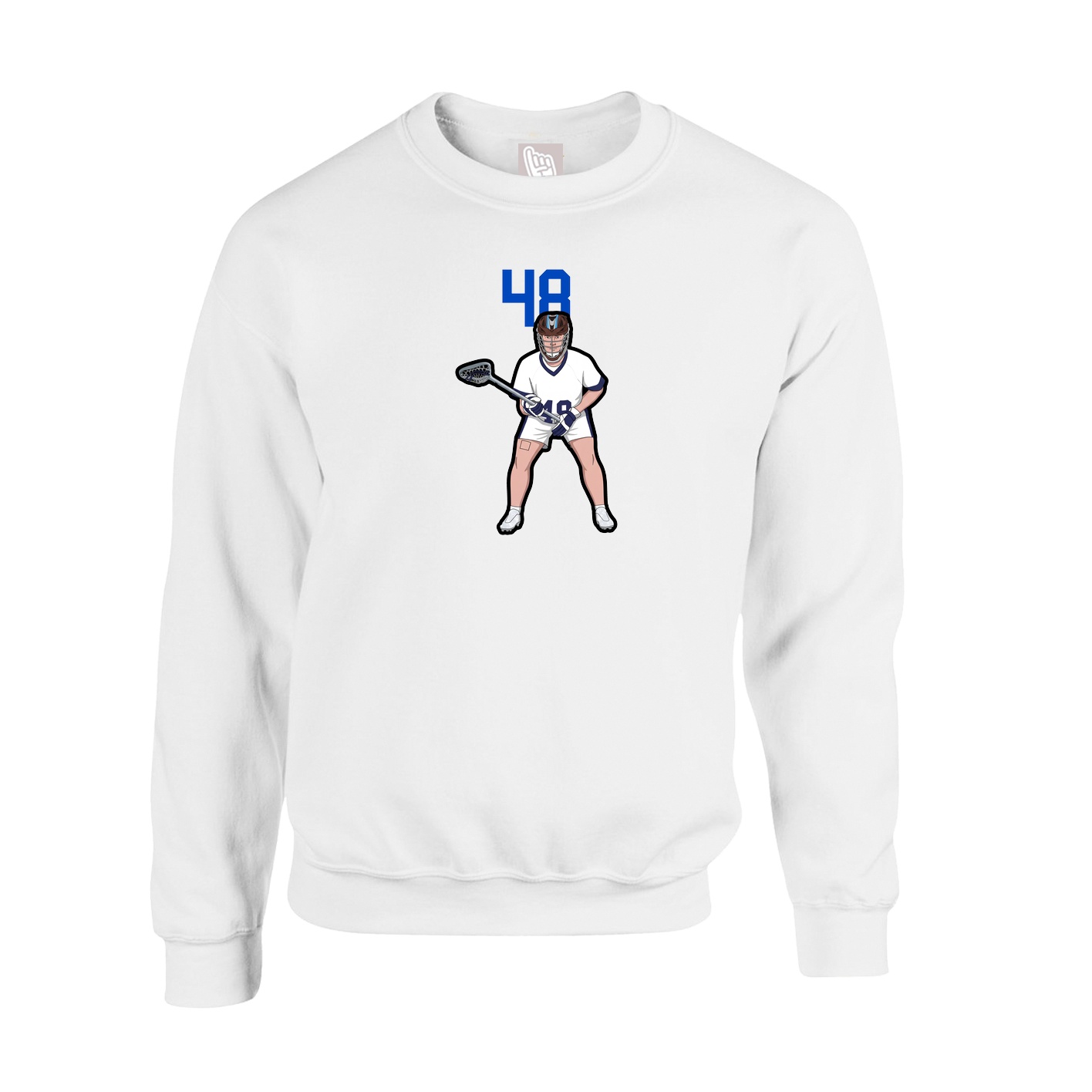 Fleece Crew — Number Top in White