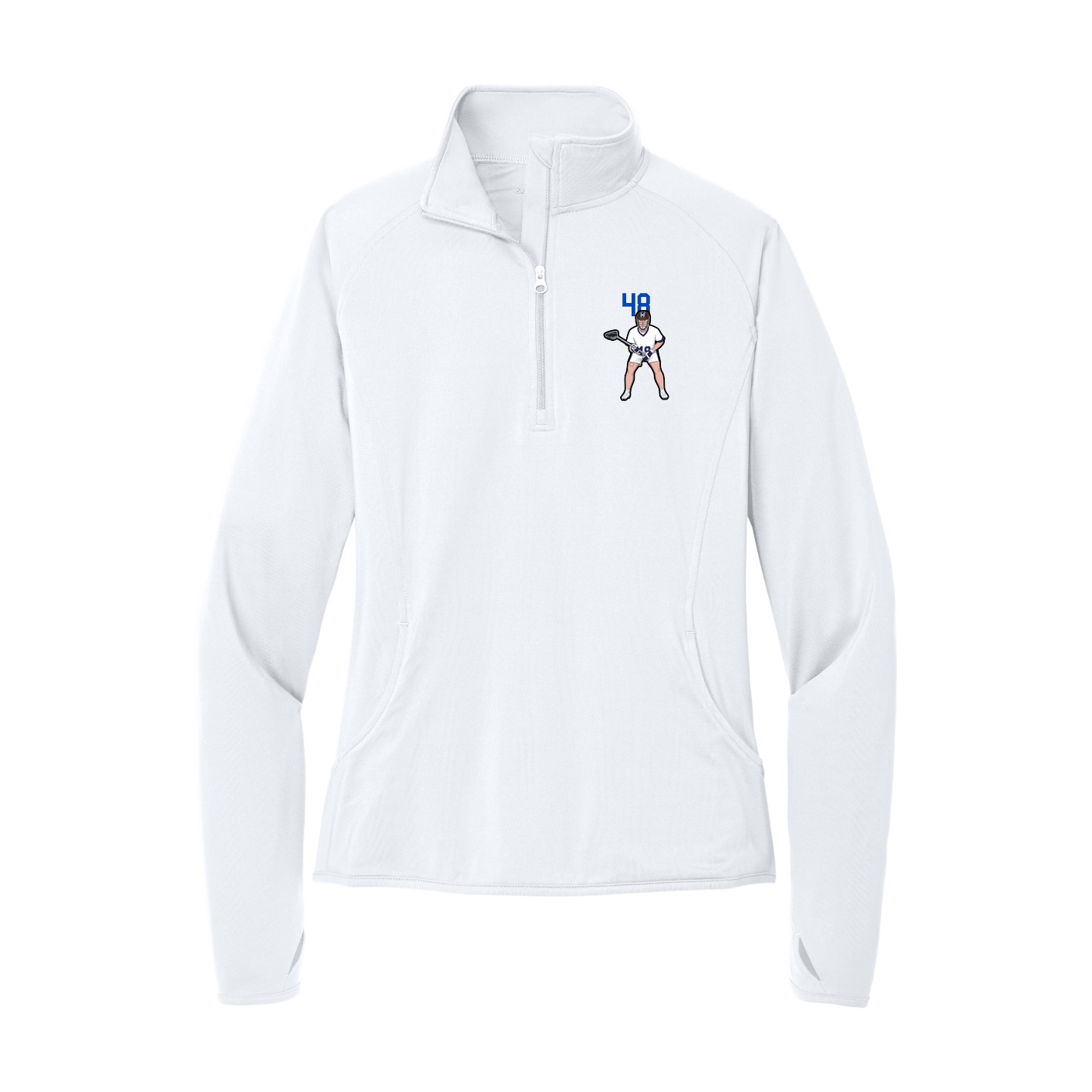 Women's Q-Zip Pullover — Number Top in White