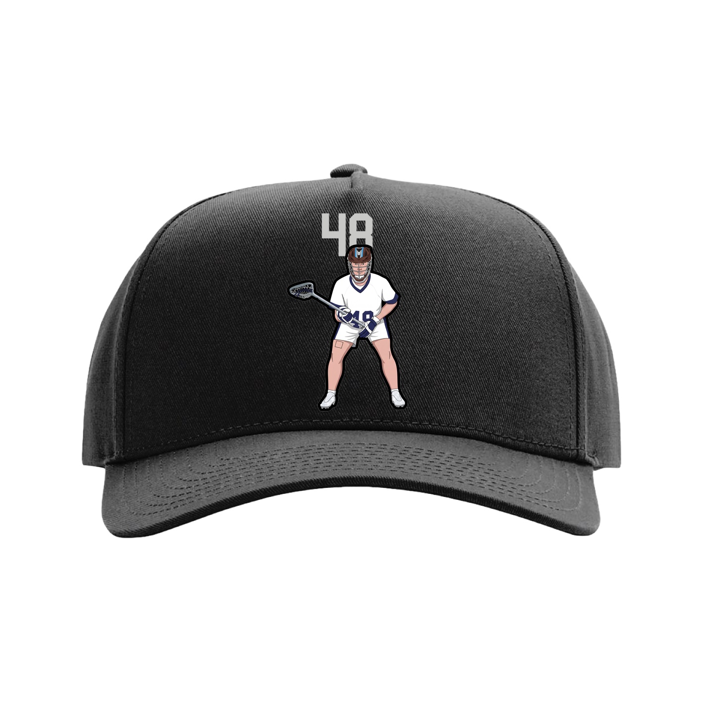 Full Fabric Five-Panel Champ Cap — Number Top in Black