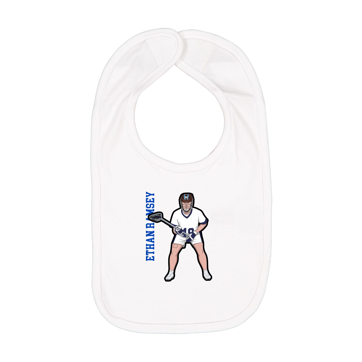 Infant Bib — Name Vertical in White