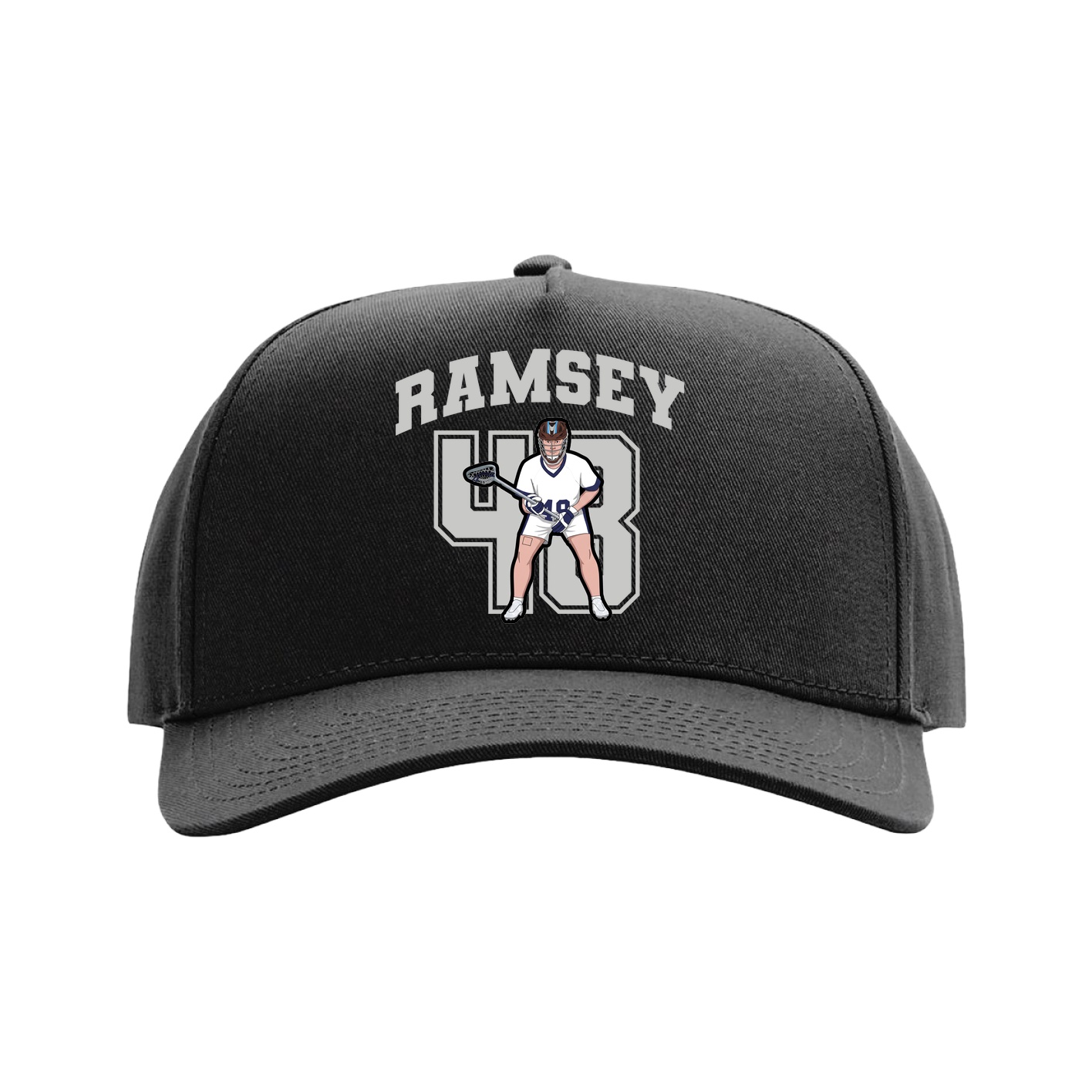 Full Fabric Five-Panel Champ Cap — Number in Black
