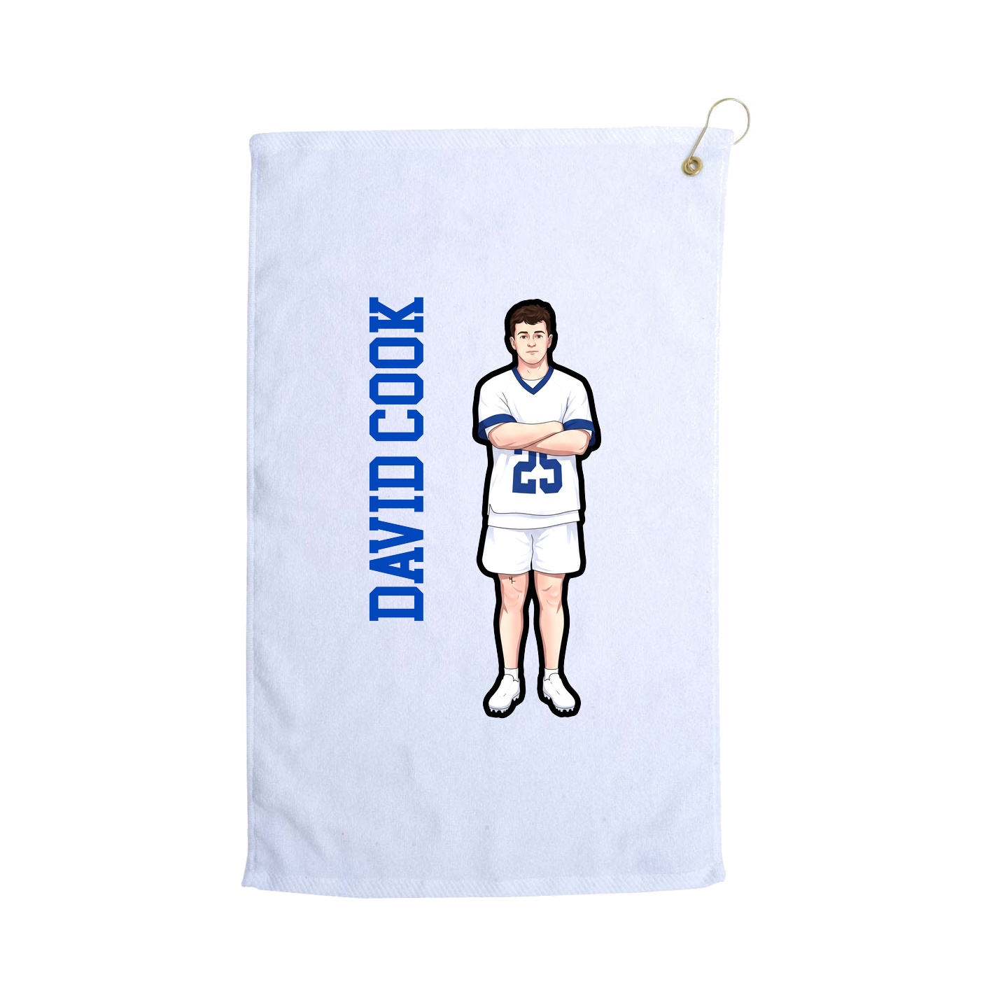 Golf Towel — Name Vertical in White