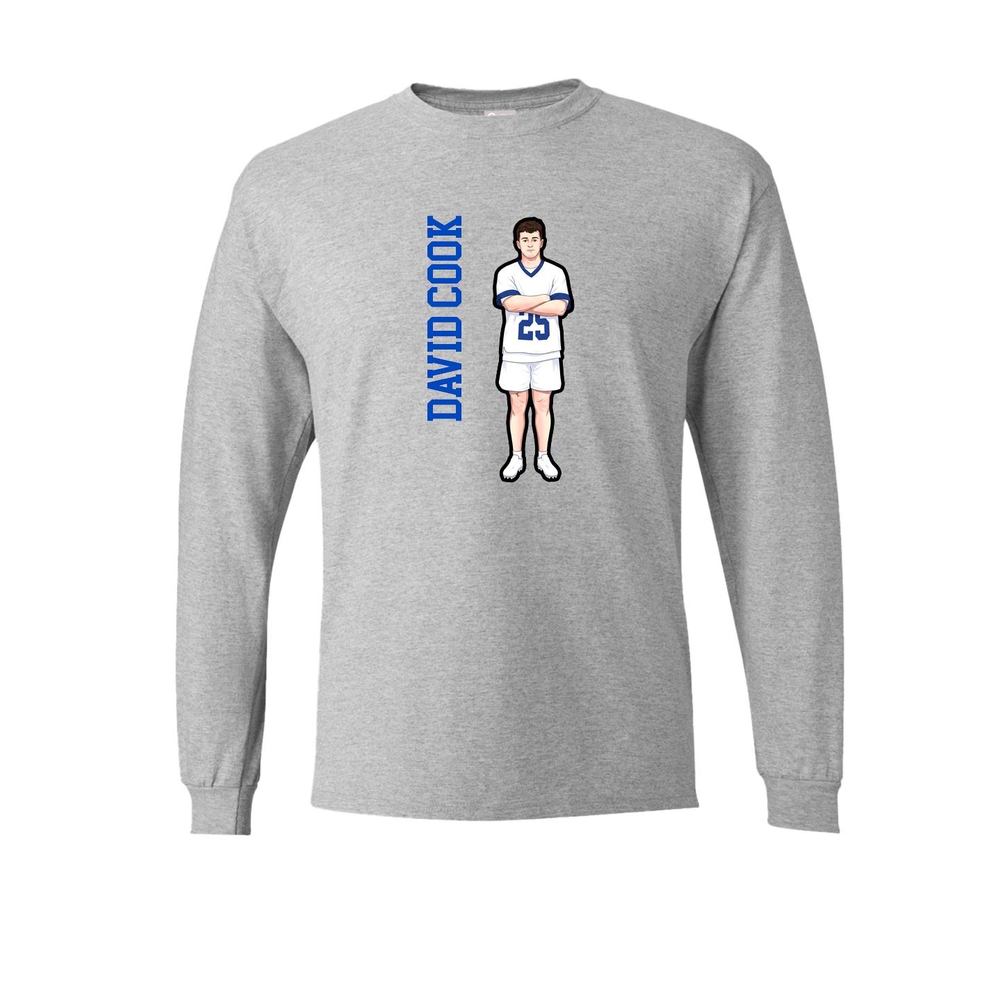 Long Sleeve Tee — Name Vertical in Grey