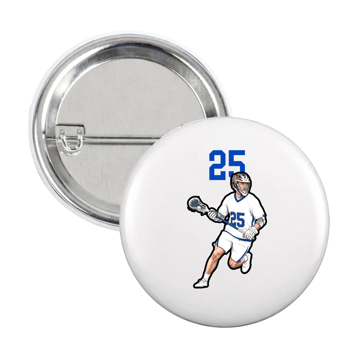 Game Day Button — Number Top in White