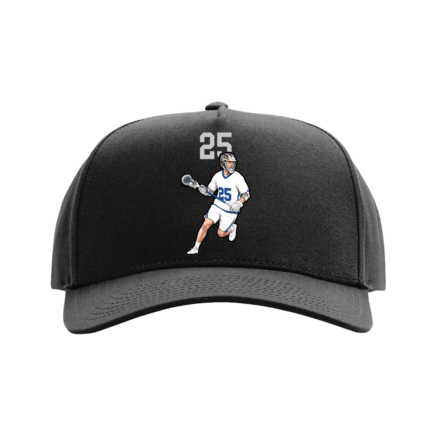 Full Fabric Five-Panel Champ Cap — Number Top in Black