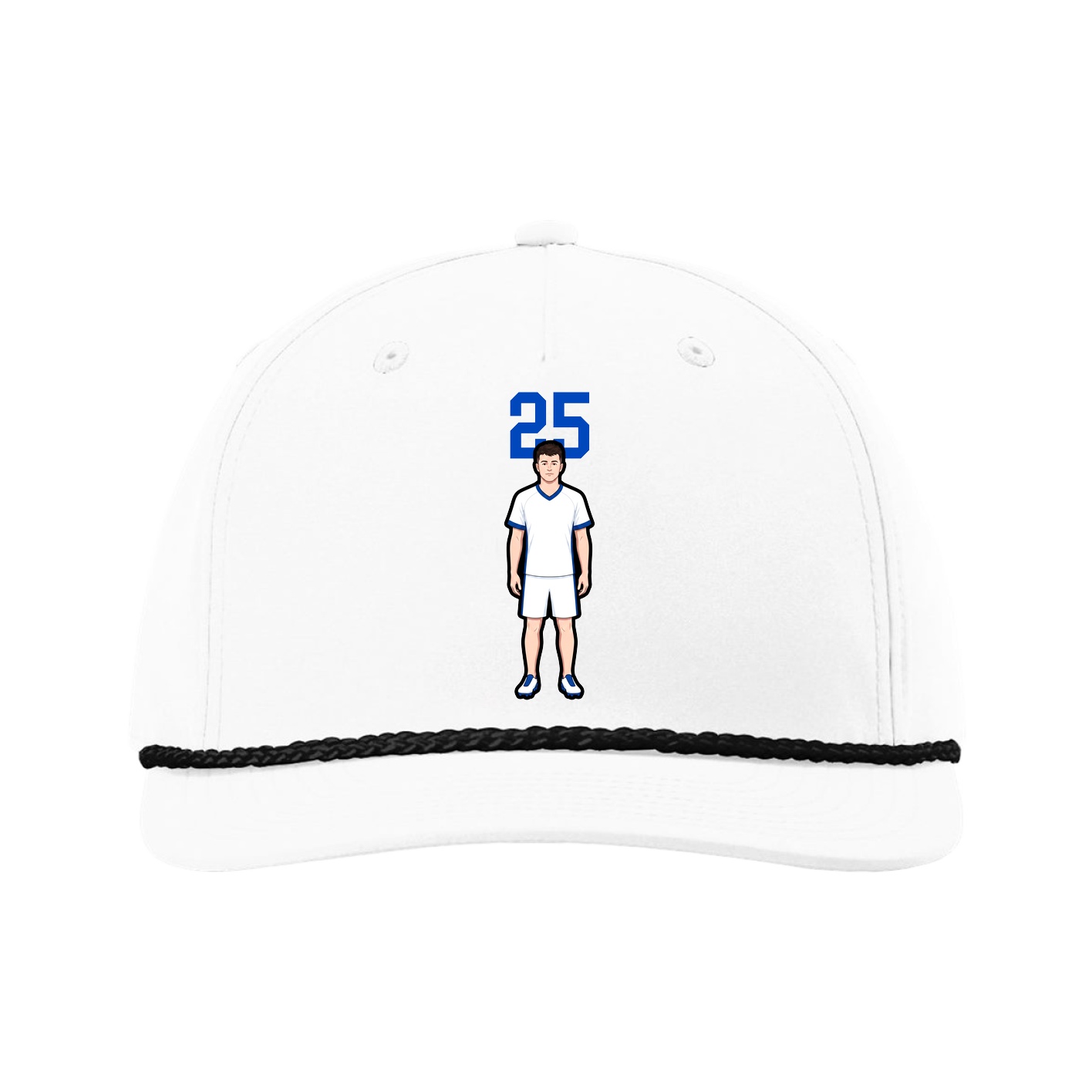 Five-Panel Classic Rope Cap — Number Top in White