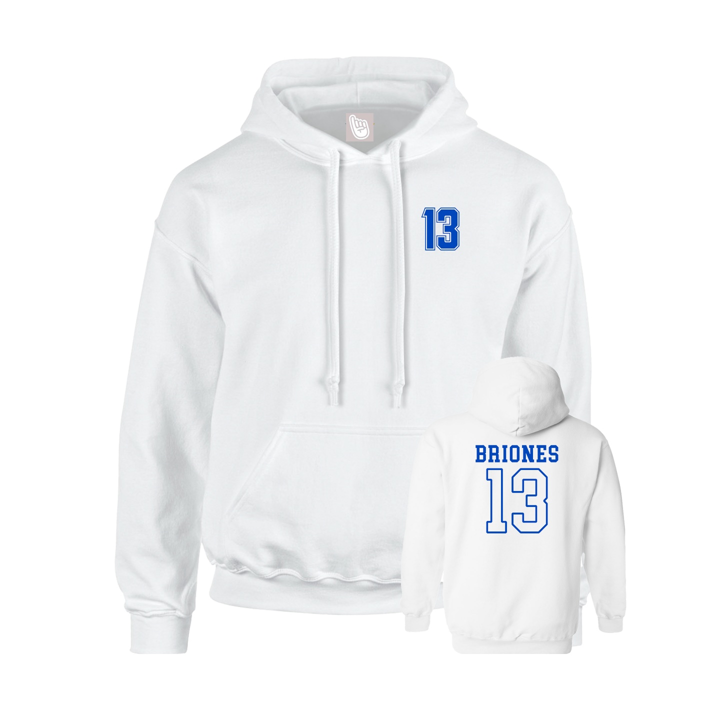 Youth Hoodie — Chest Back in White