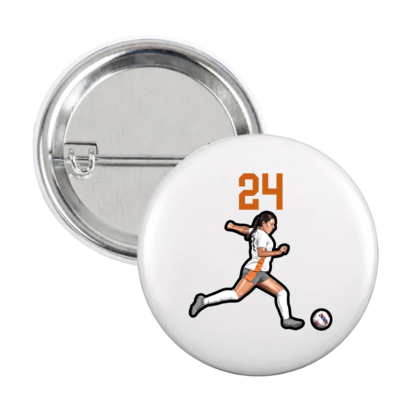 Game Day Button — Number Top in White