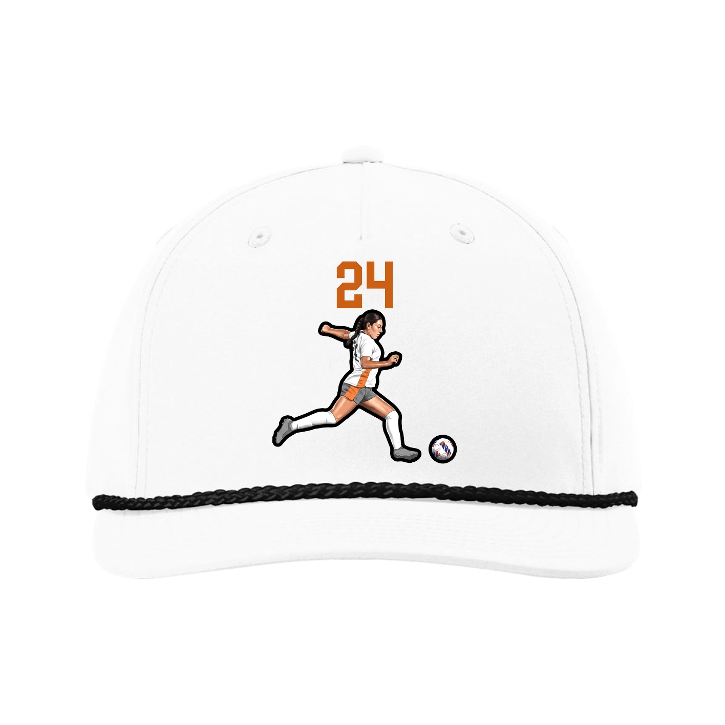 Five-Panel Classic Rope Cap — Number Top in White