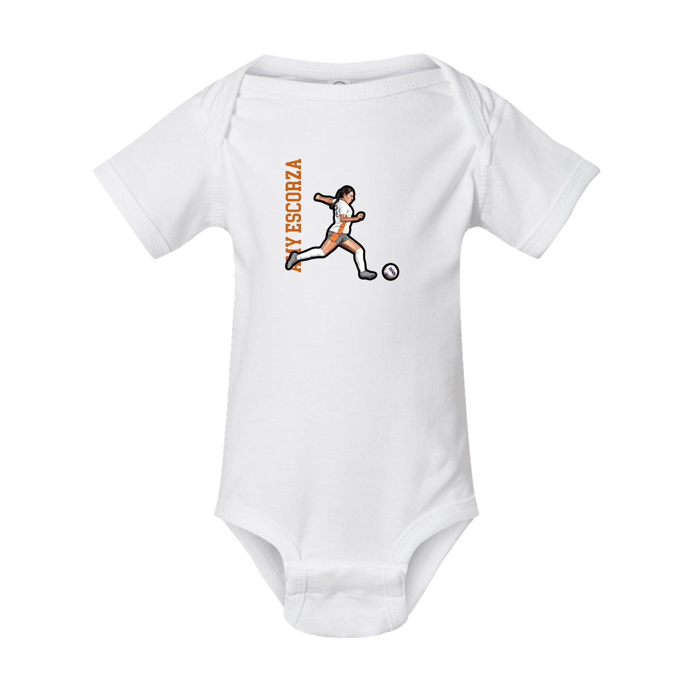 Baby Onesie — Name Vertical in White