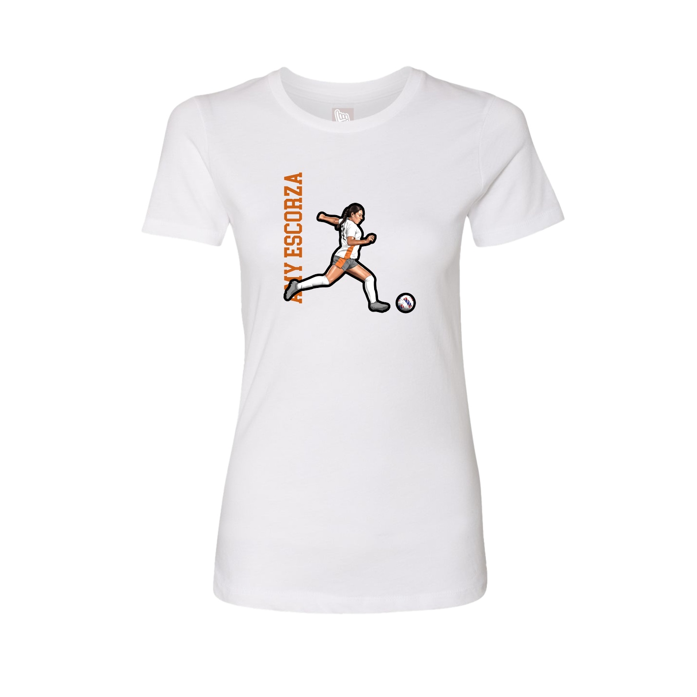 Fitted Women's Tee — Name Vertical in White