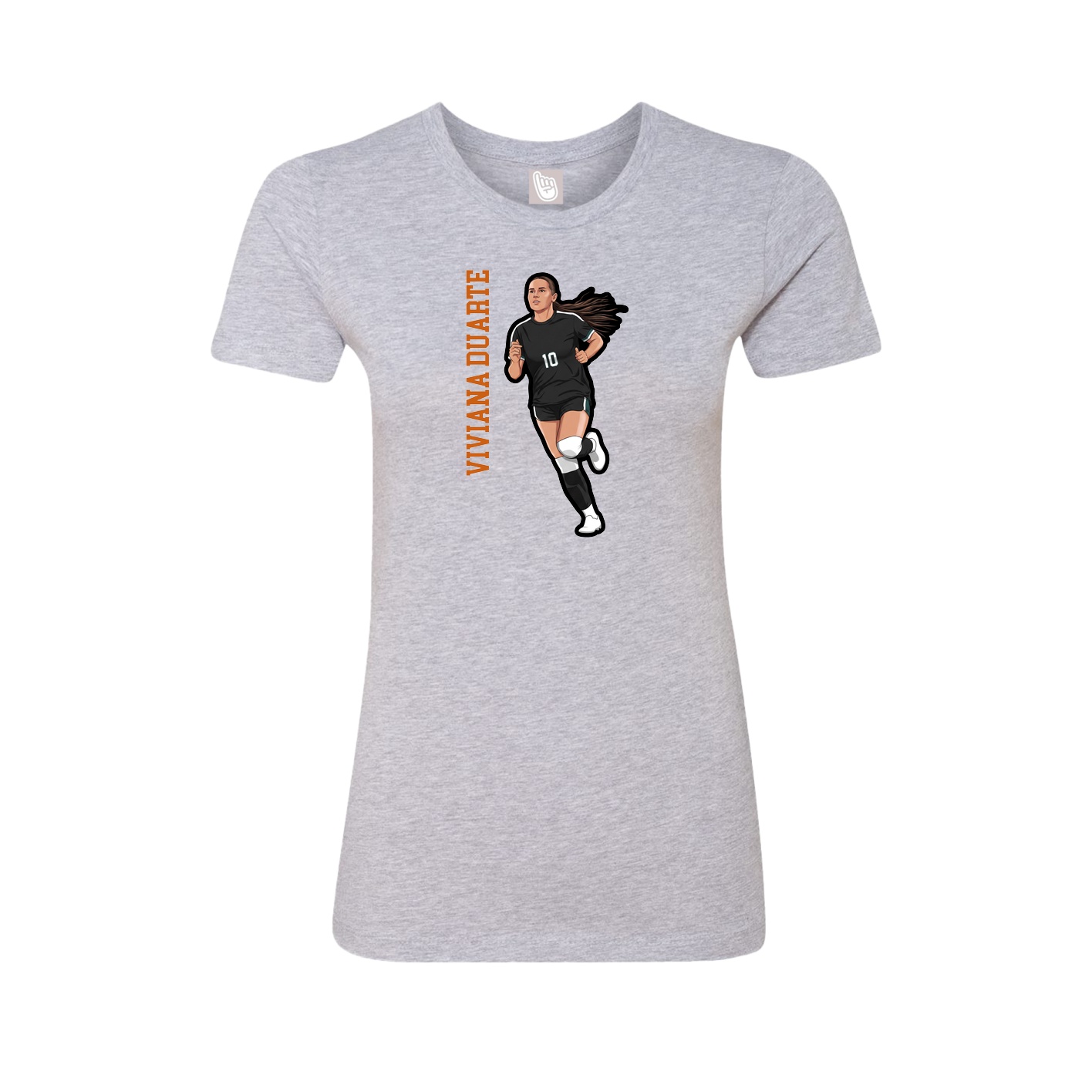 Fitted Women's Tee — Name Vertical in Grey