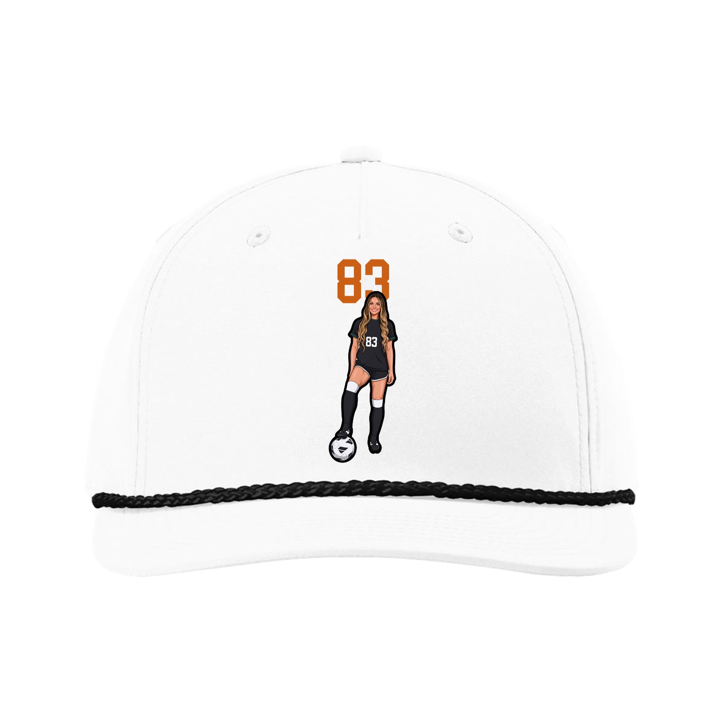 Five-Panel Classic Rope Cap — Number Top in White
