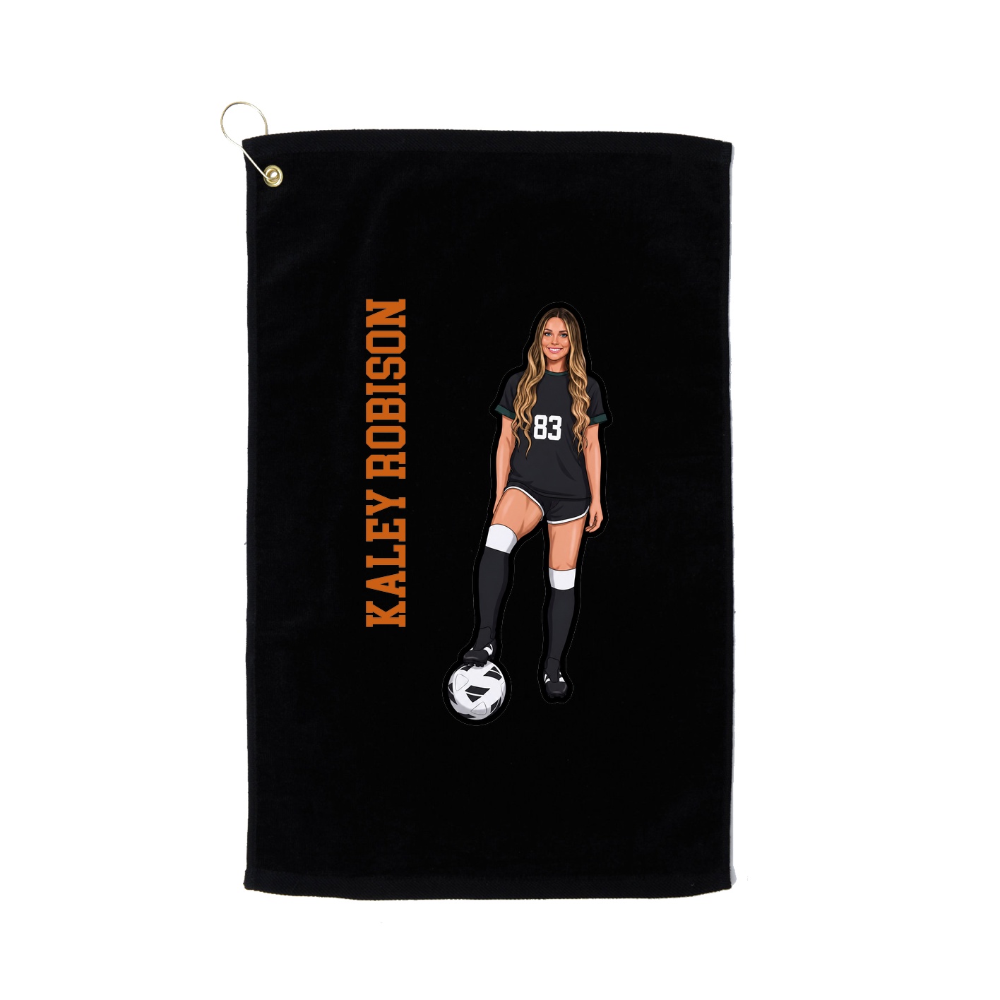 Golf Towel — Name Vertical in Black