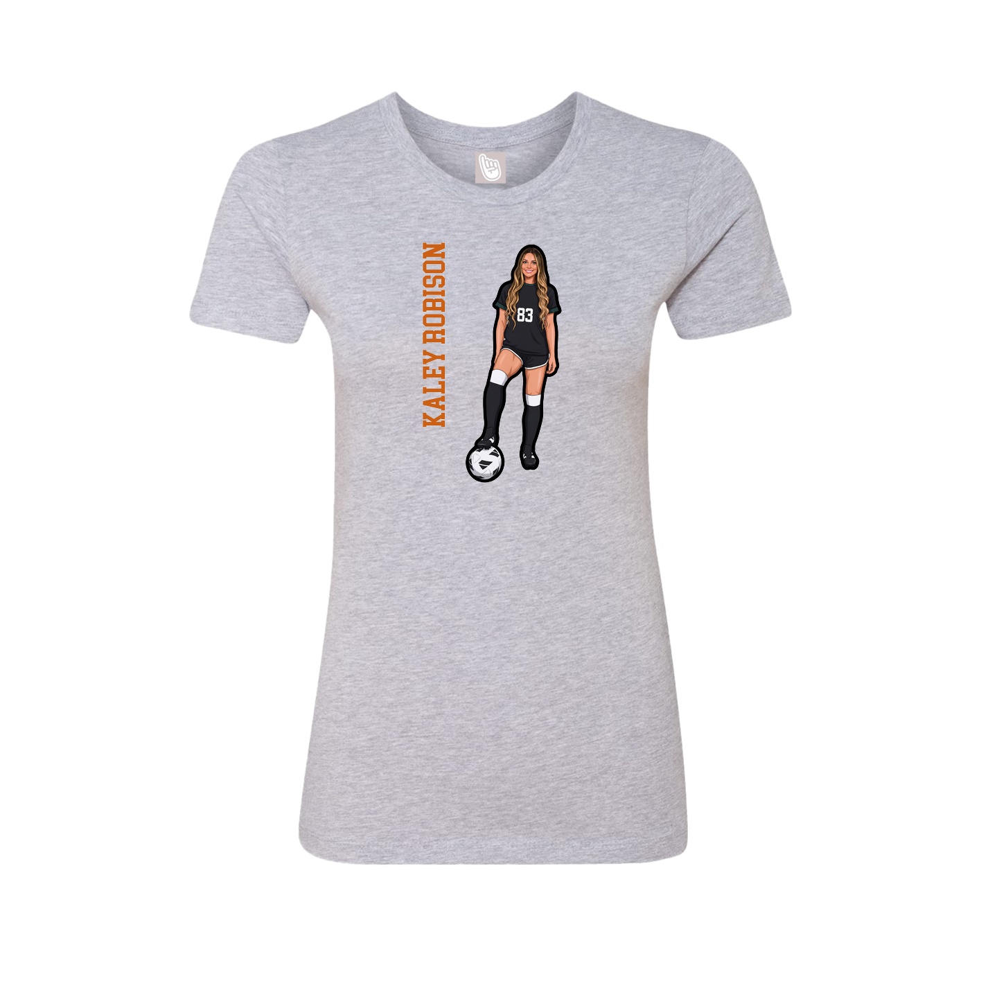 Fitted Women's Tee — Name Vertical in Grey