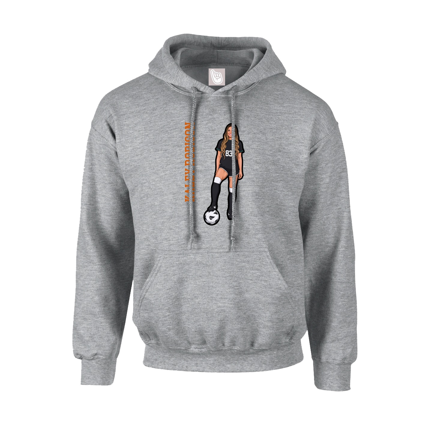 Youth Hoodie — Name Vertical in Grey