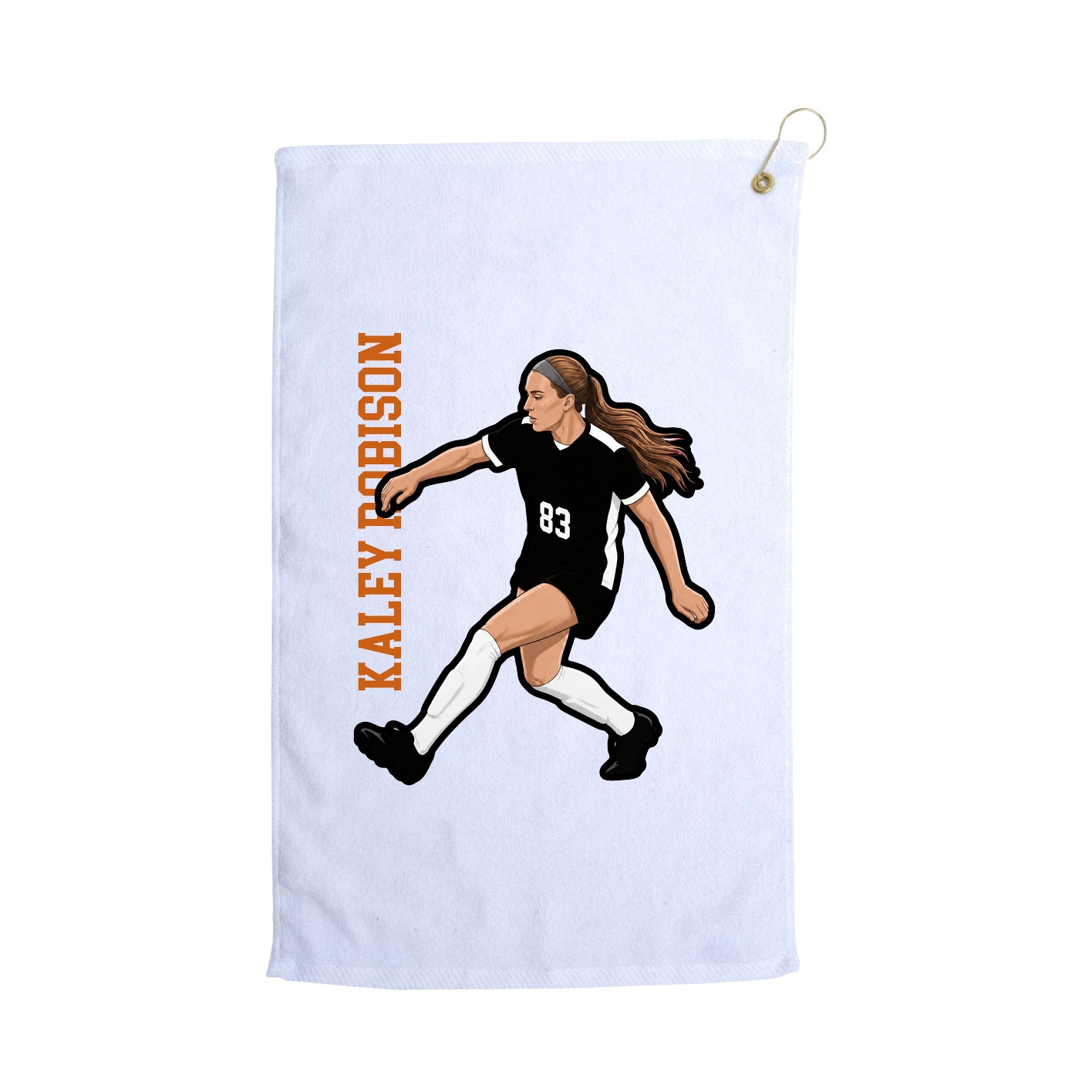 Golf Towel — Name Vertical in White
