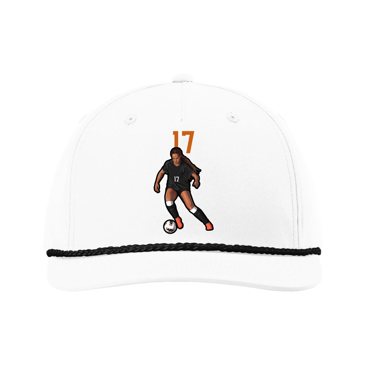 Five-Panel Classic Rope Cap — Number Top in White