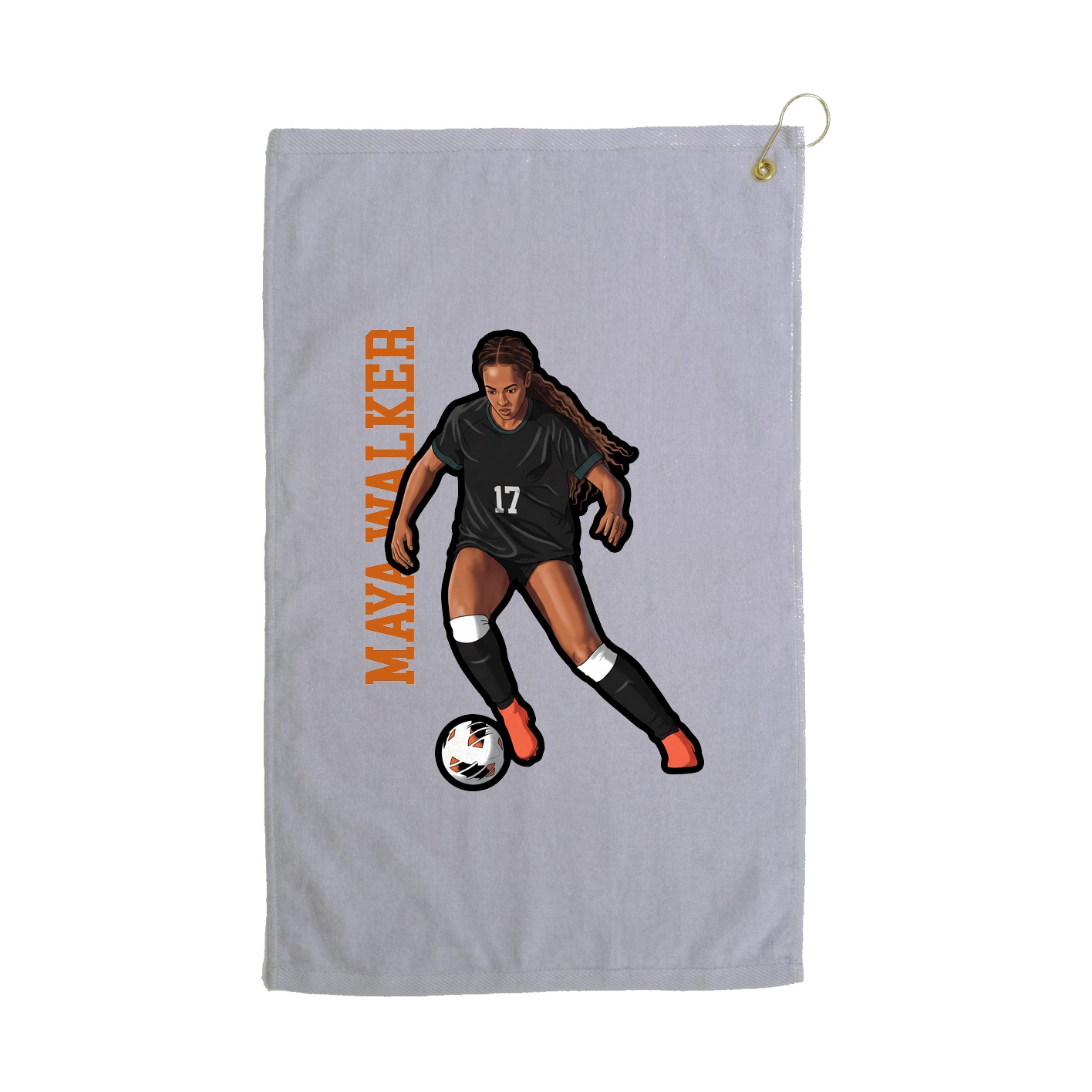Golf Towel — Name Vertical in Grey