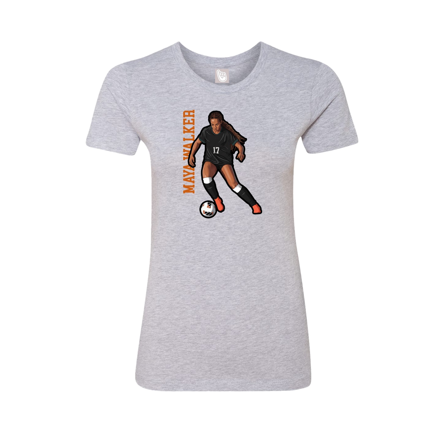 Fitted Women's Tee — Name Vertical in Grey