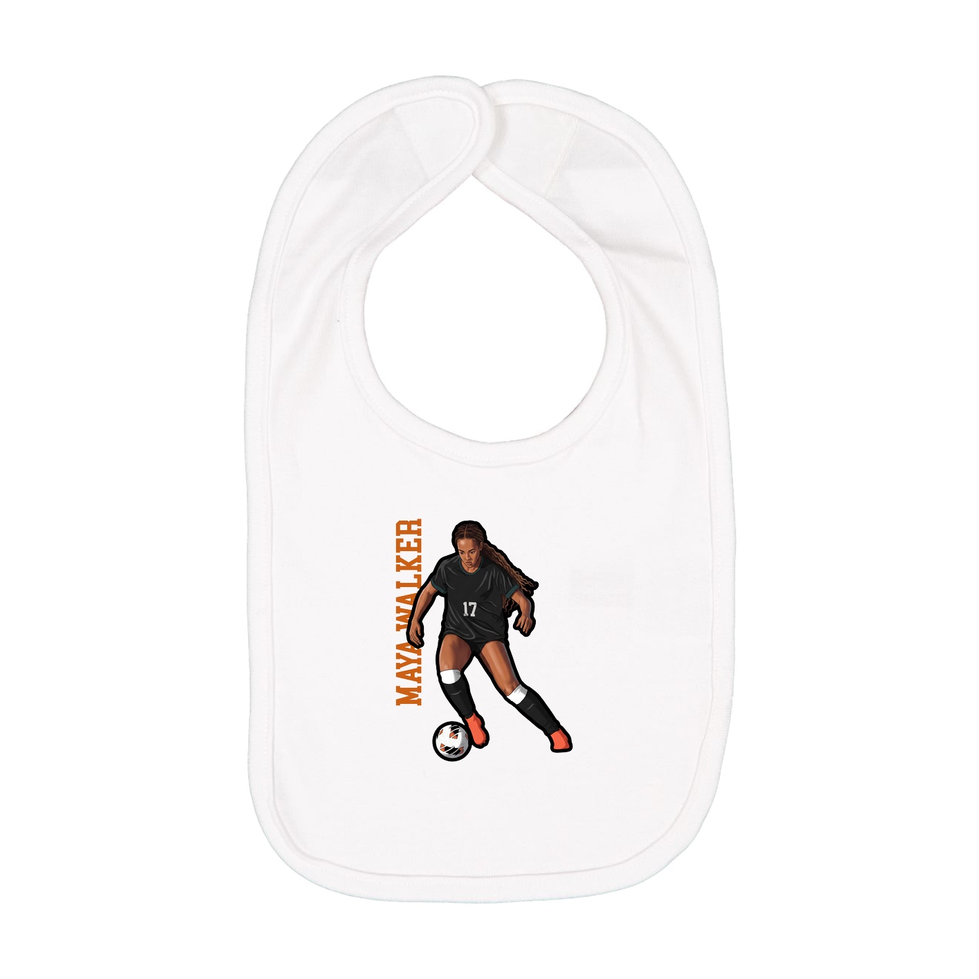 Infant Bib — Name Vertical in White
