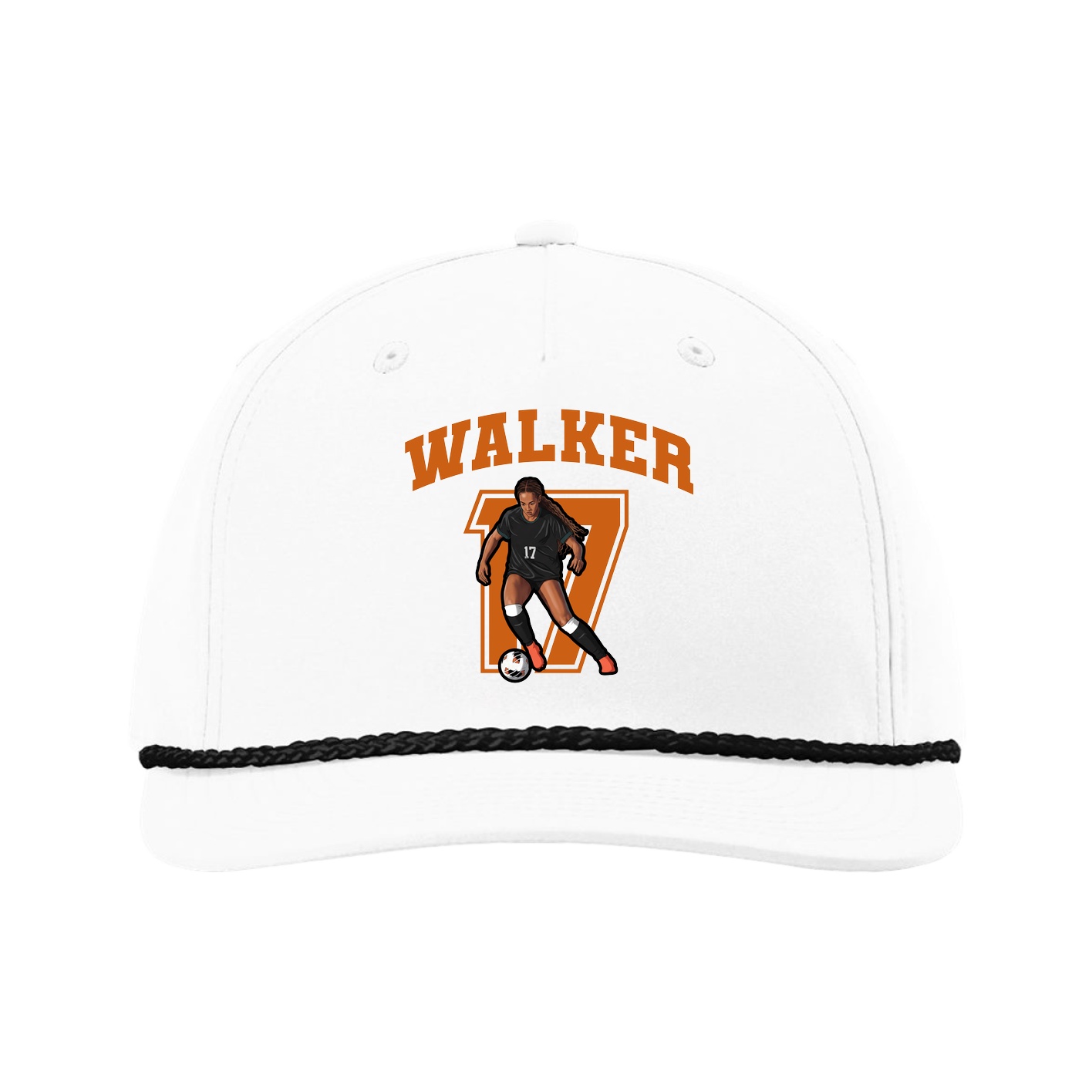 Five-Panel Classic Rope Cap — Number in White