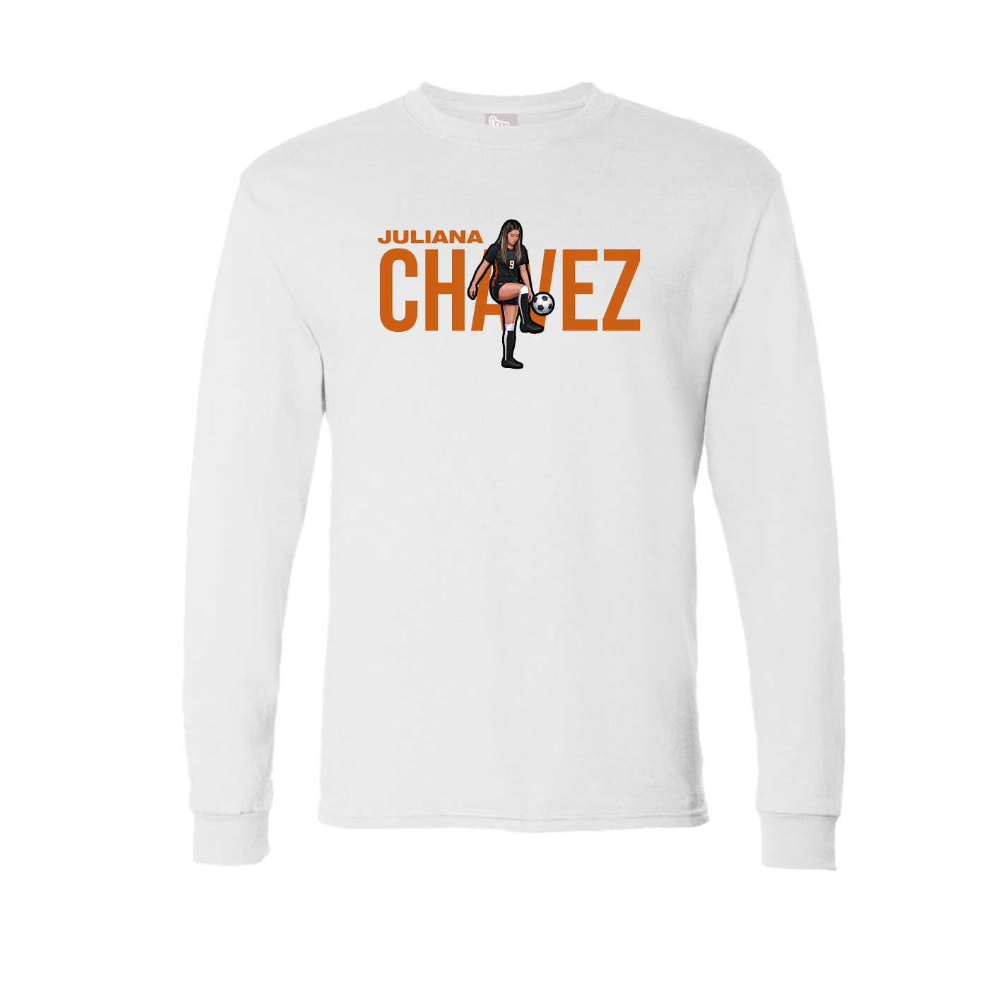 Long Sleeve Tee — Player Name in White