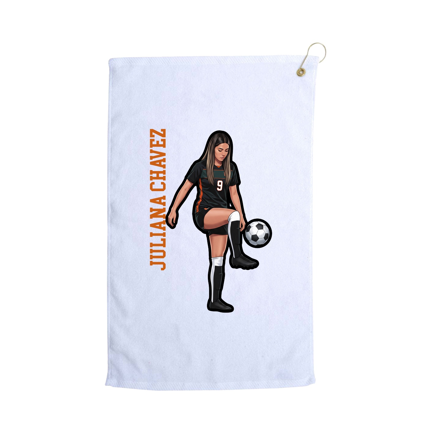 Golf Towel — Name Vertical in White