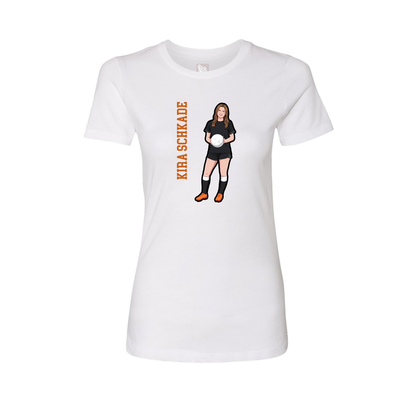 Fitted Women's Tee — Name Vertical in White