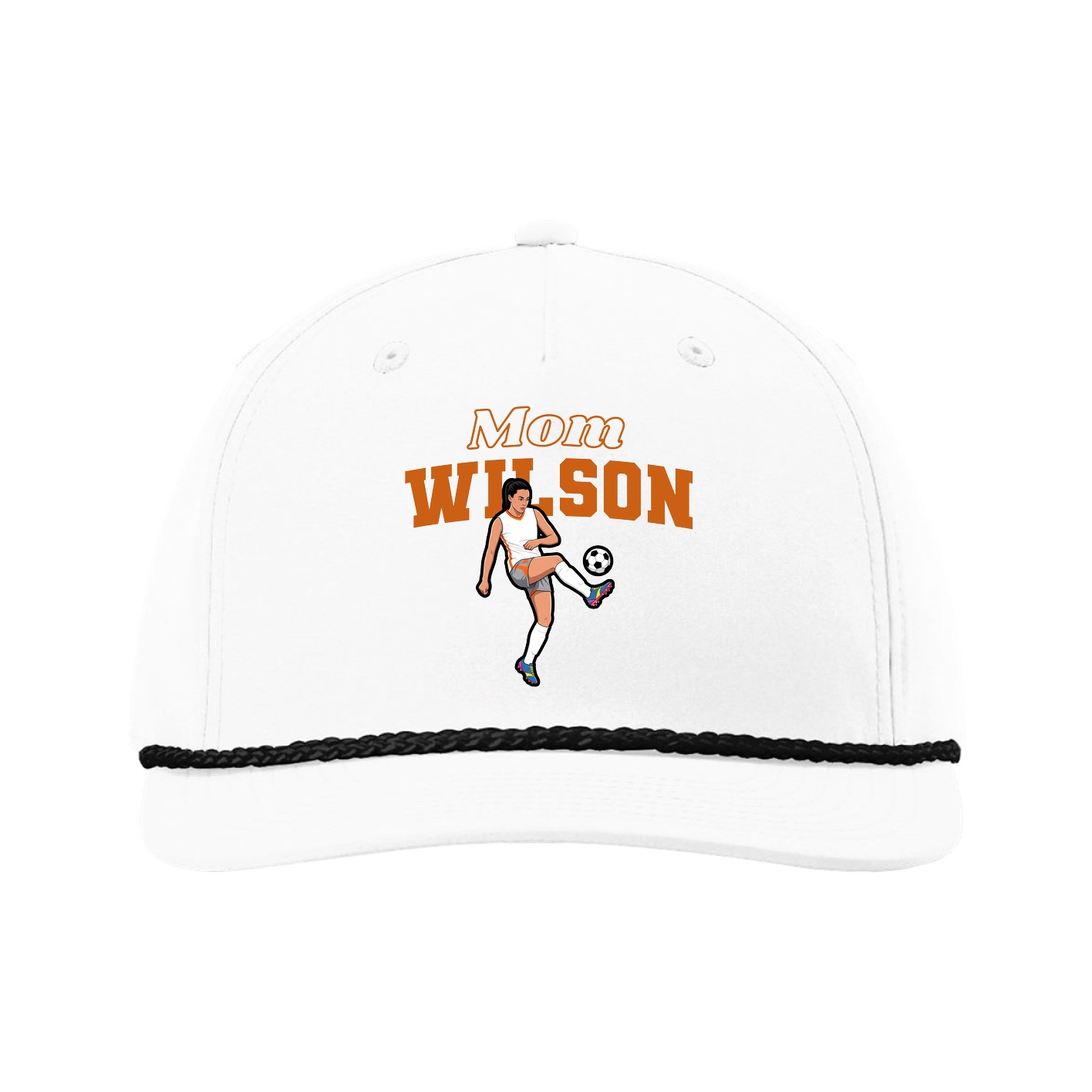 Five-Panel Classic Rope Cap — Mothers Day Block in White