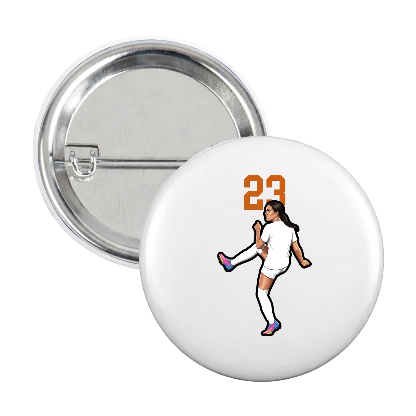 Game Day Button — Number Top in White
