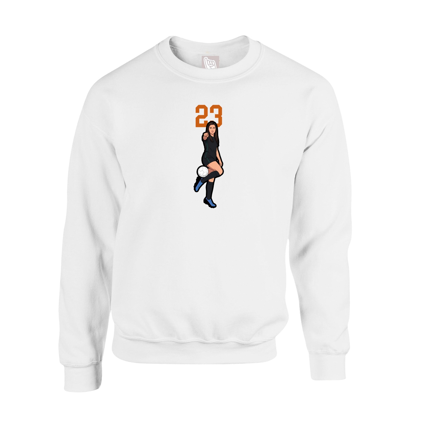 Fleece Crew — Number Top in White