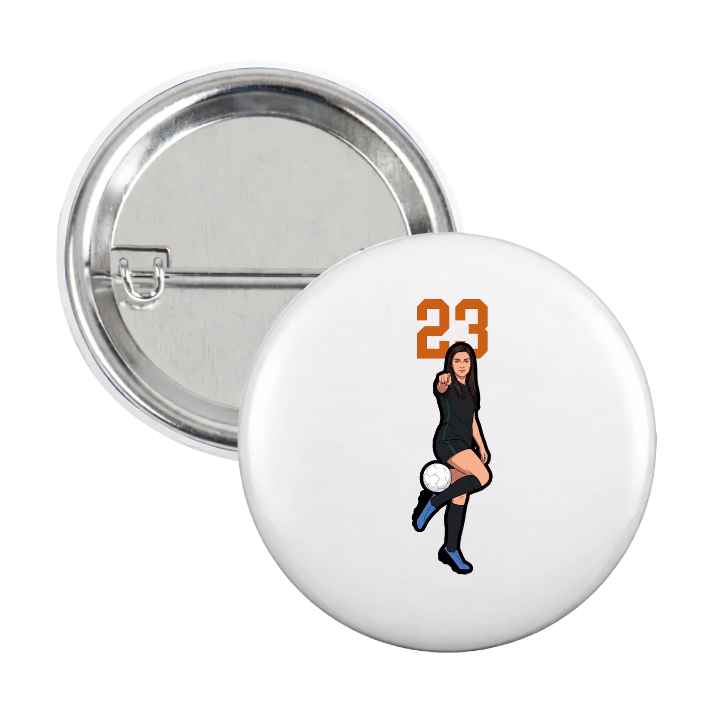 Game Day Button — Number Top in White