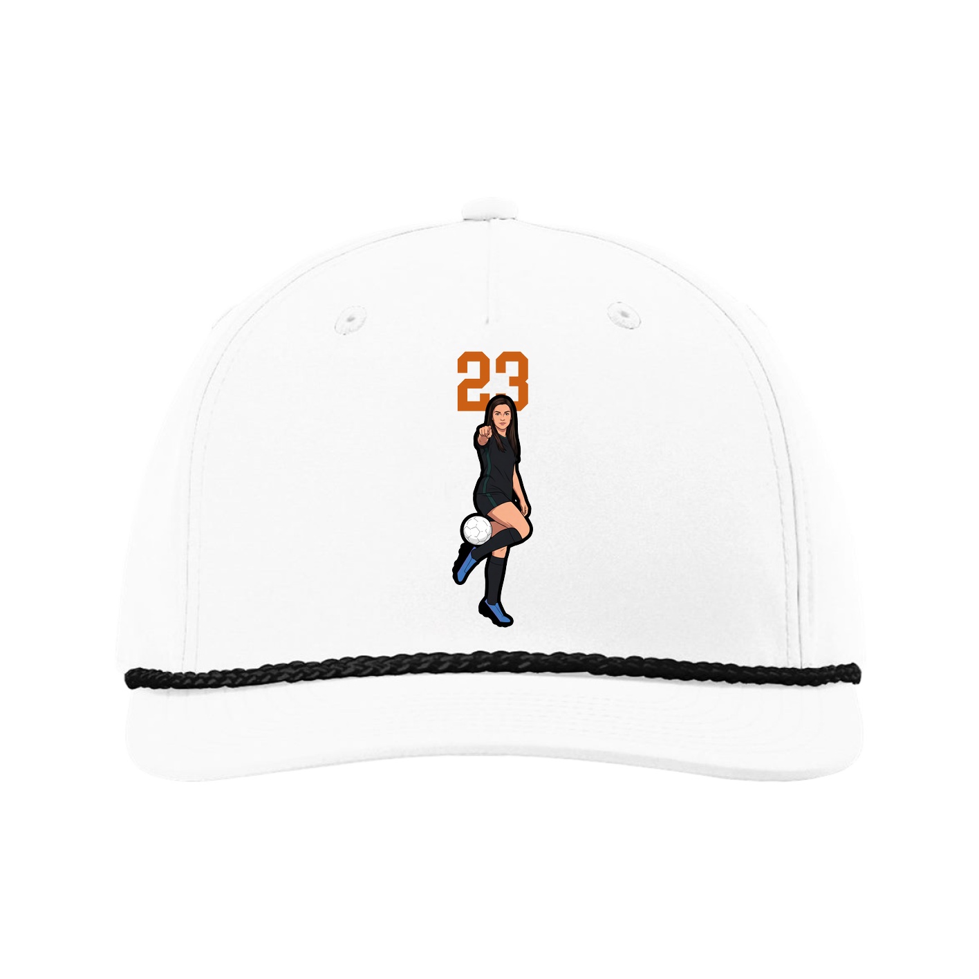 Five-Panel Classic Rope Cap — Number Top in White