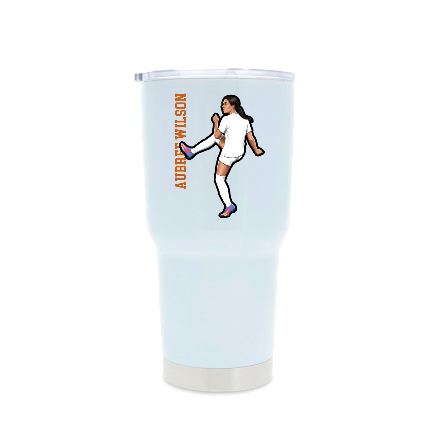 30oz Stainless Steel Tumbler — Name Vertical in White
