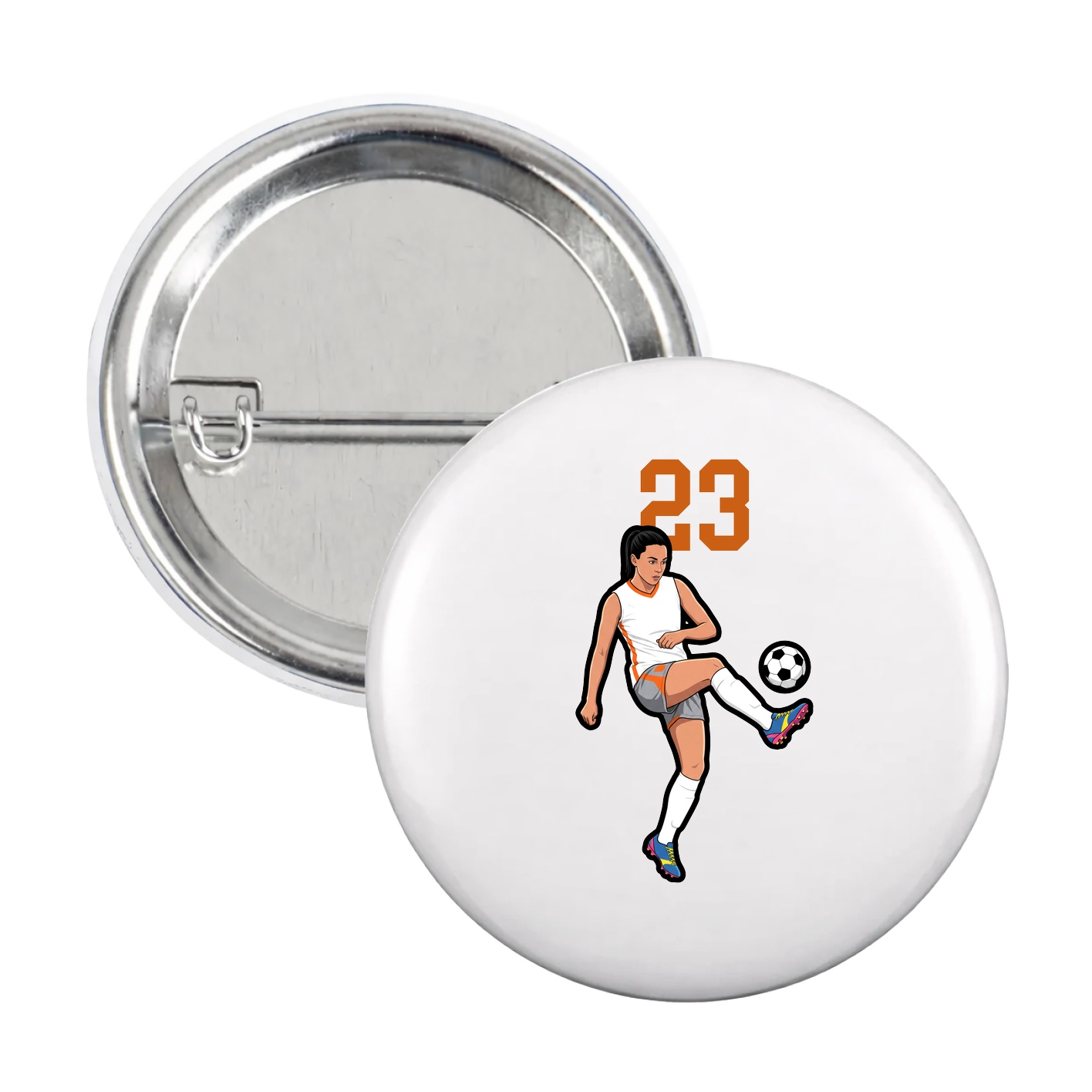Game Day Button — Number Top in White