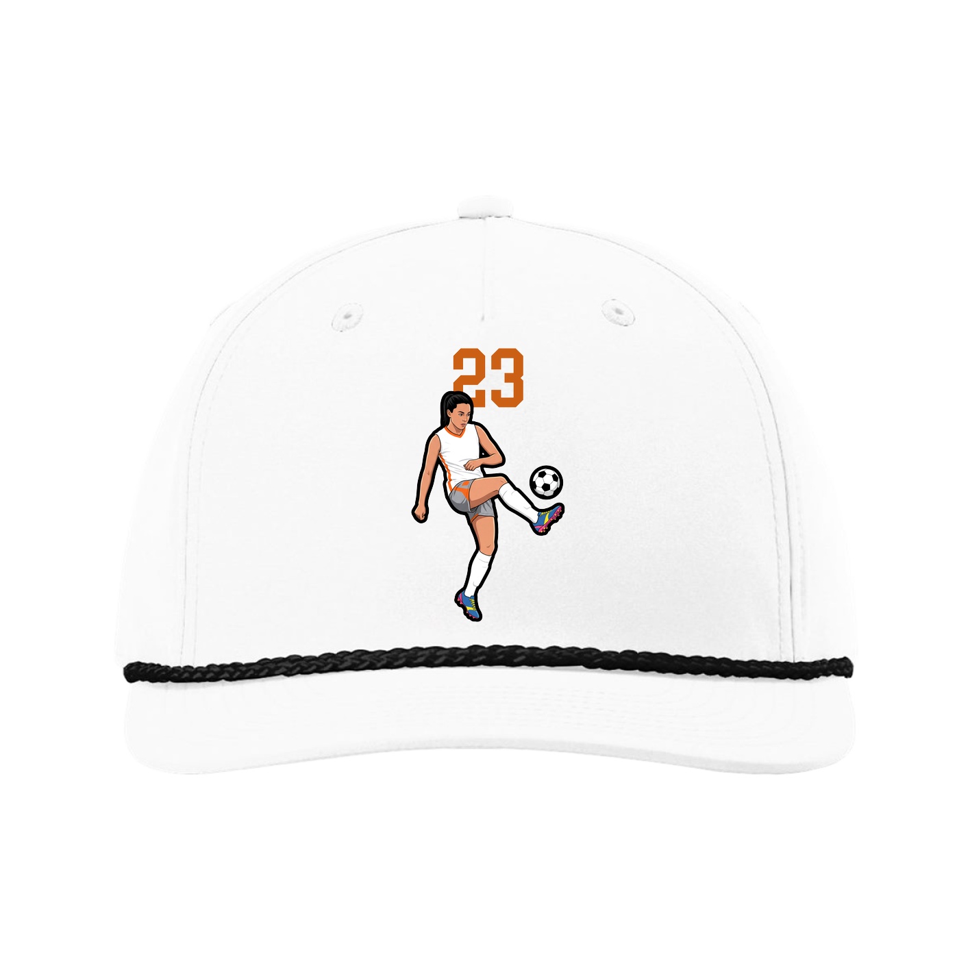Five-Panel Classic Rope Cap — Number Top in White