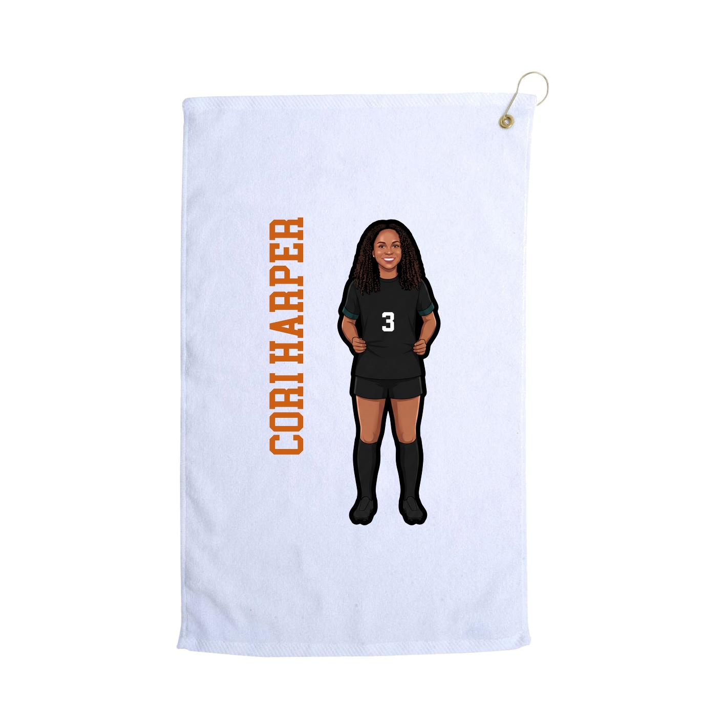 Golf Towel — Name Vertical in White