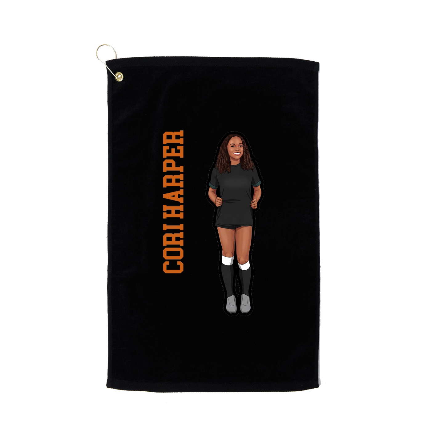 Golf Towel — Name Vertical in Black