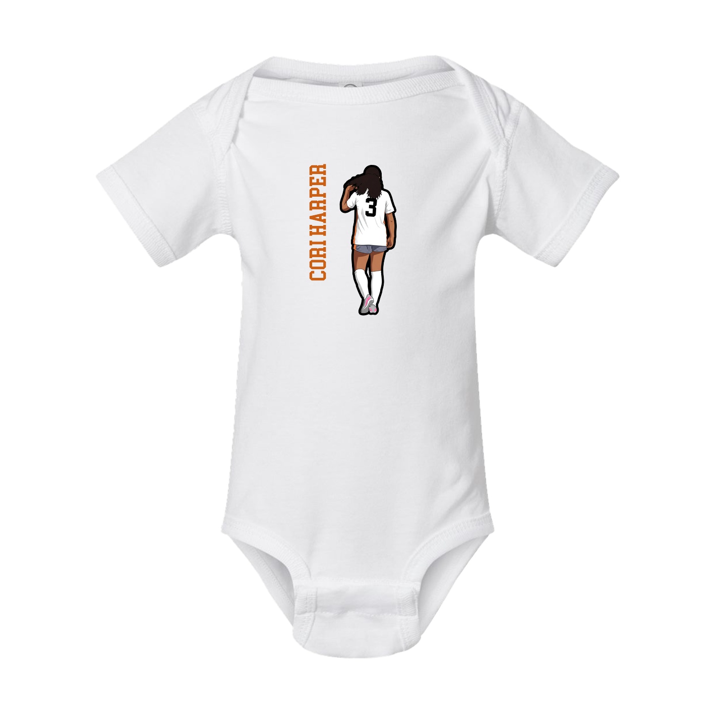 Baby Onesie — Name Vertical in White