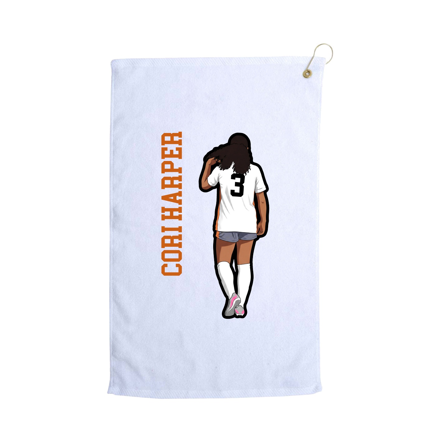 Golf Towel — Name Vertical in White