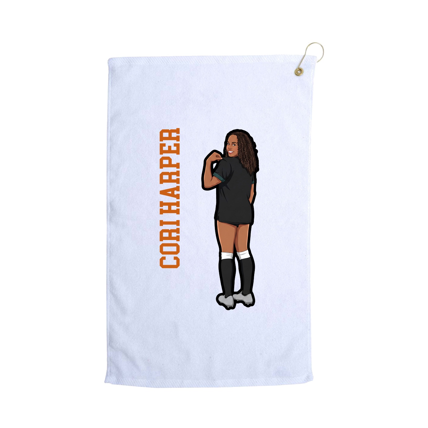 Golf Towel — Name Vertical in White
