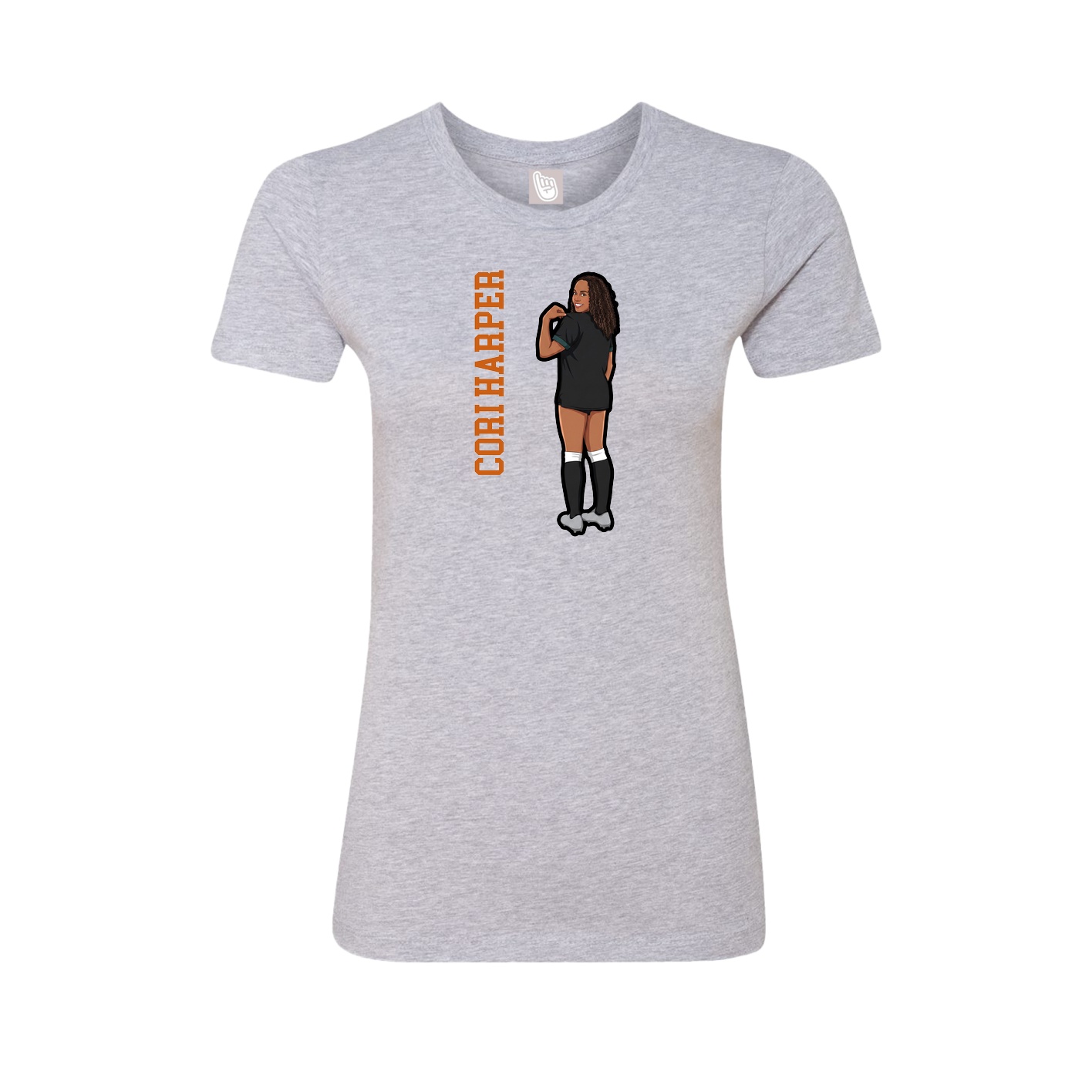 Womens Tee — Name Vertical in Grey