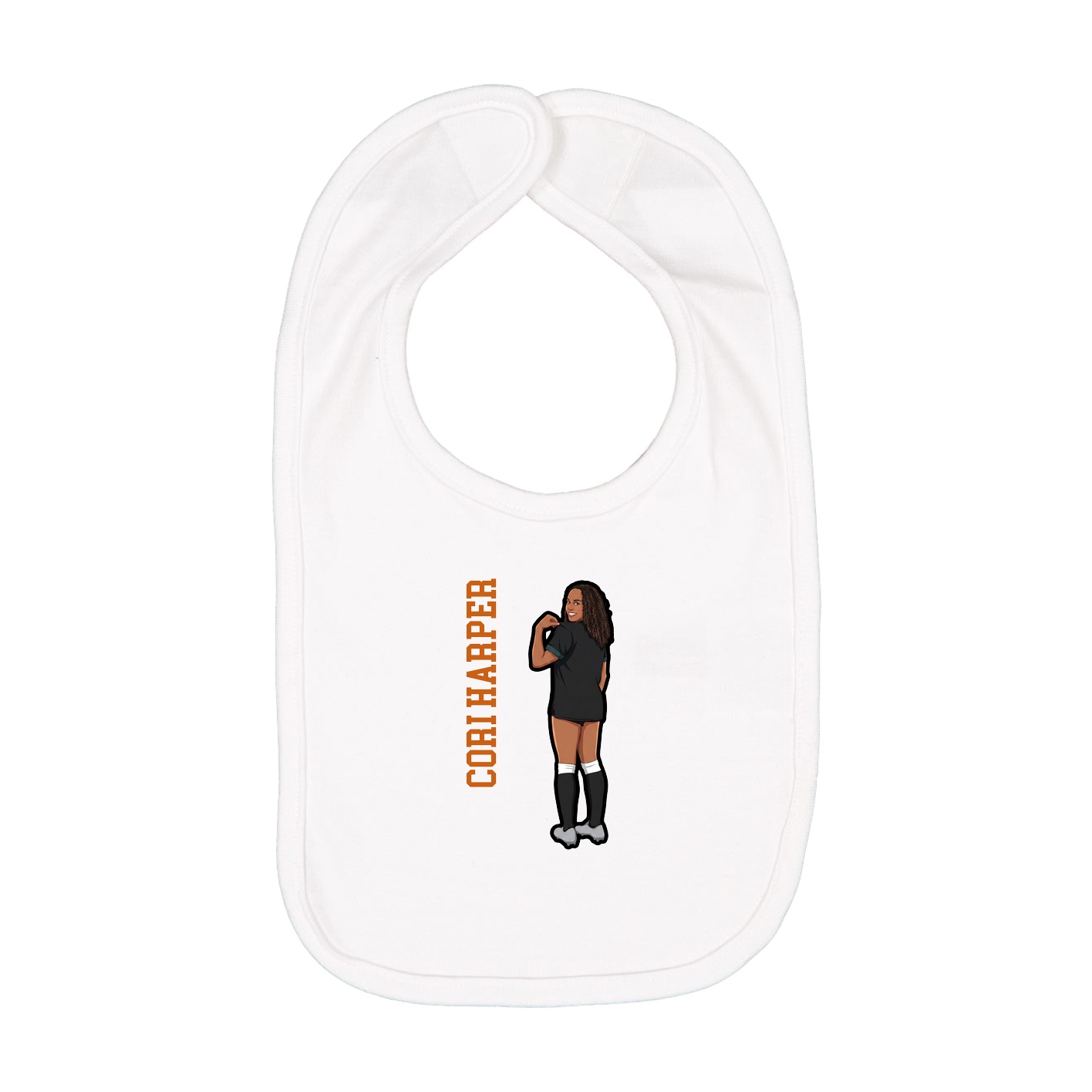 Infant Bib — Name Vertical in White