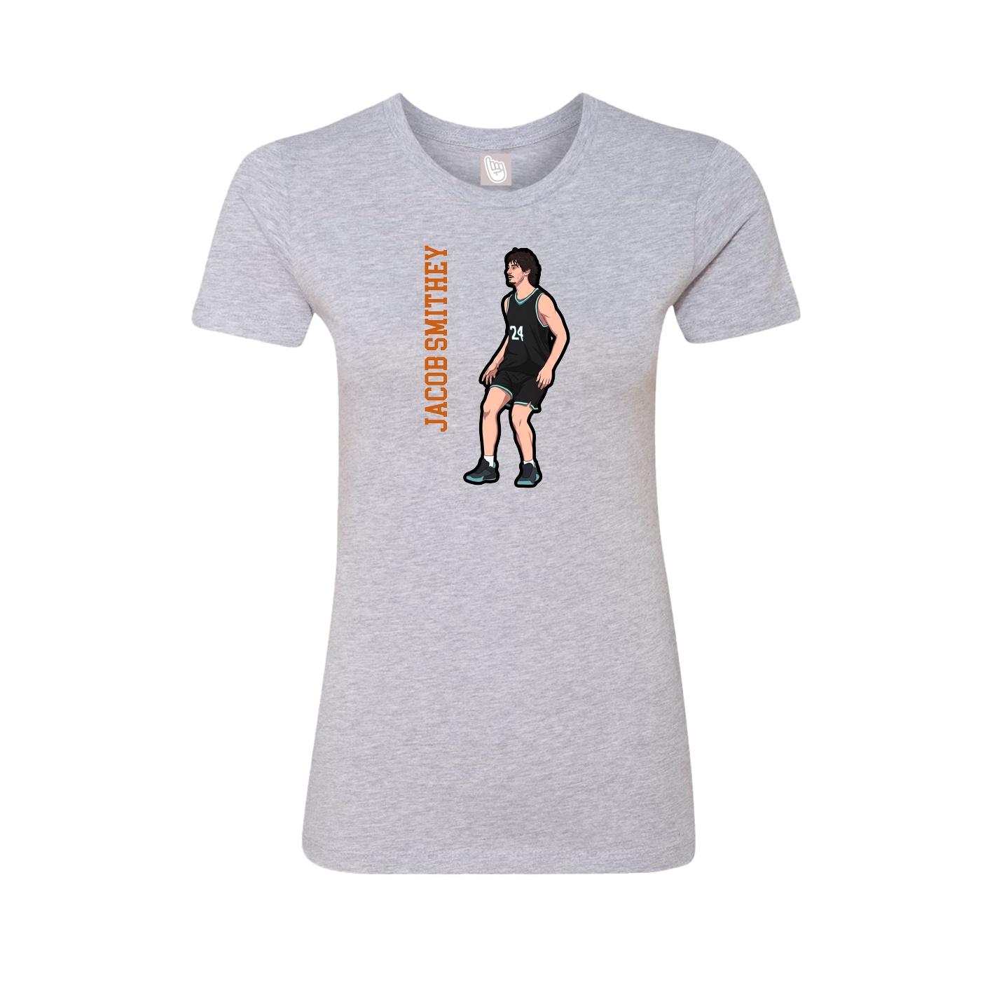 Fitted Women's Tee — Name Vertical in Grey