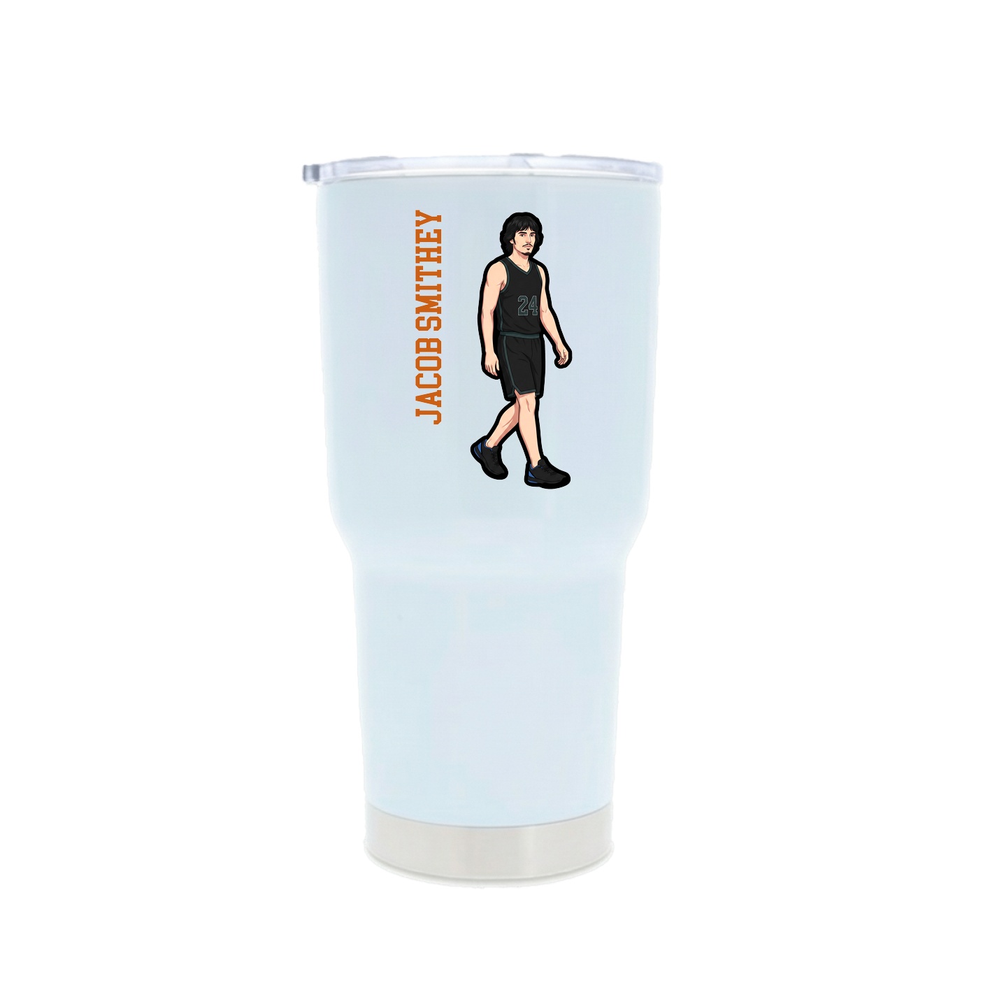 30oz Stainless Steel Tumbler — Name Vertical in White