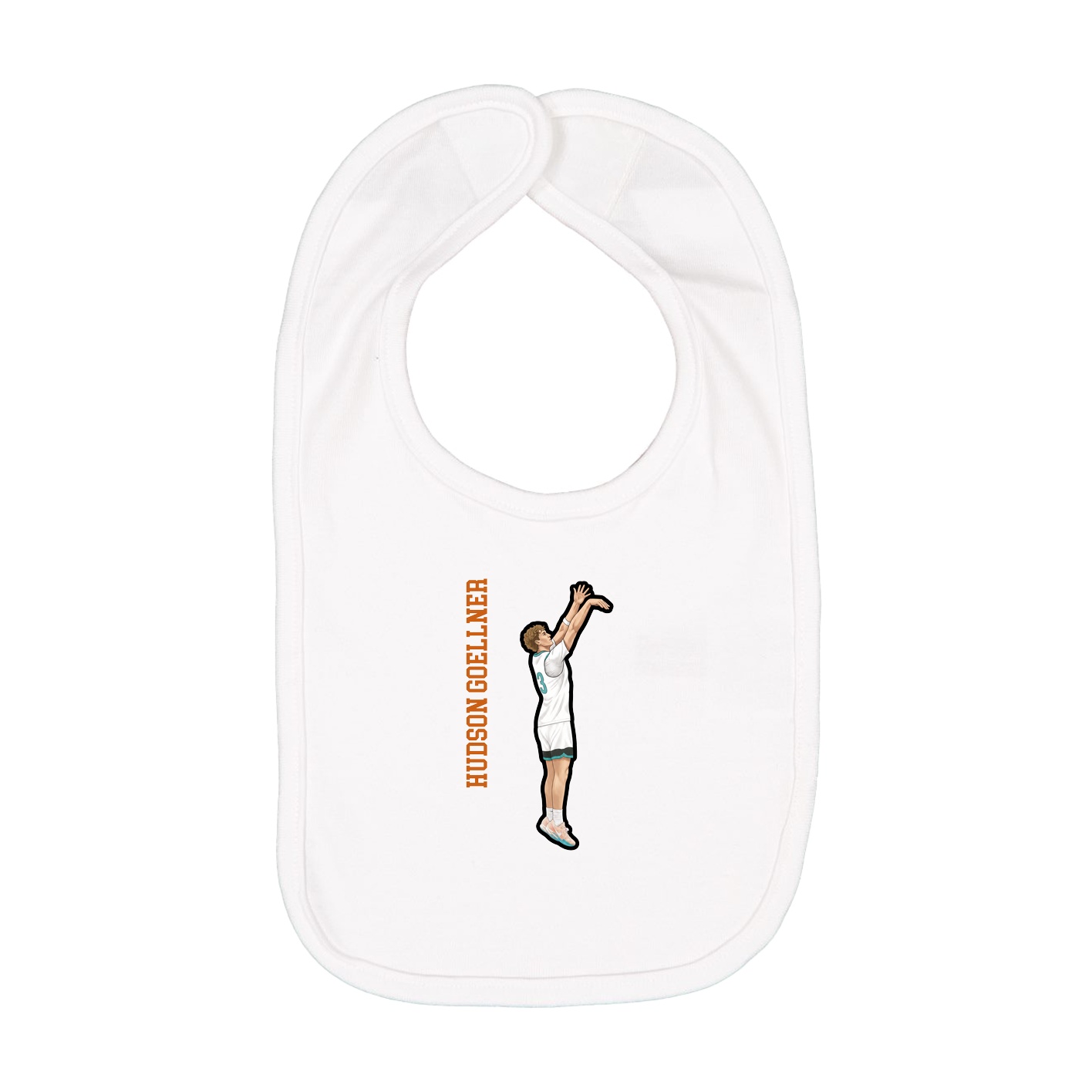 Infant Bib — Name Vertical in White